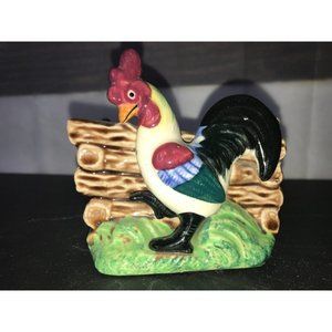 Vintage Painted Rooster Chicken Hen Ceramic Wall Pocket Planter Merit China